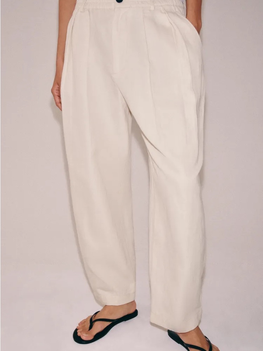 Zara PLEATED LINEN BLEND TROUSERS ZW COLLECTION SAND4344/044/711